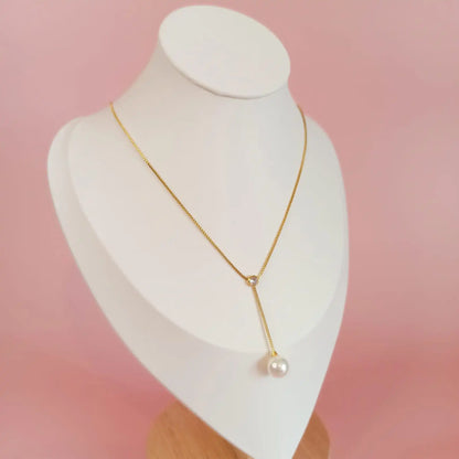 Collier en acier inoxydable Violeta avec une perle, en doré
