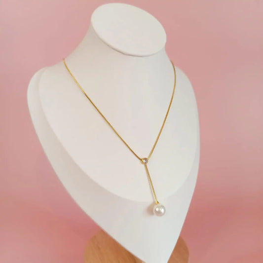 Collier en acier inoxydable Violeta avec une perle, en doré
