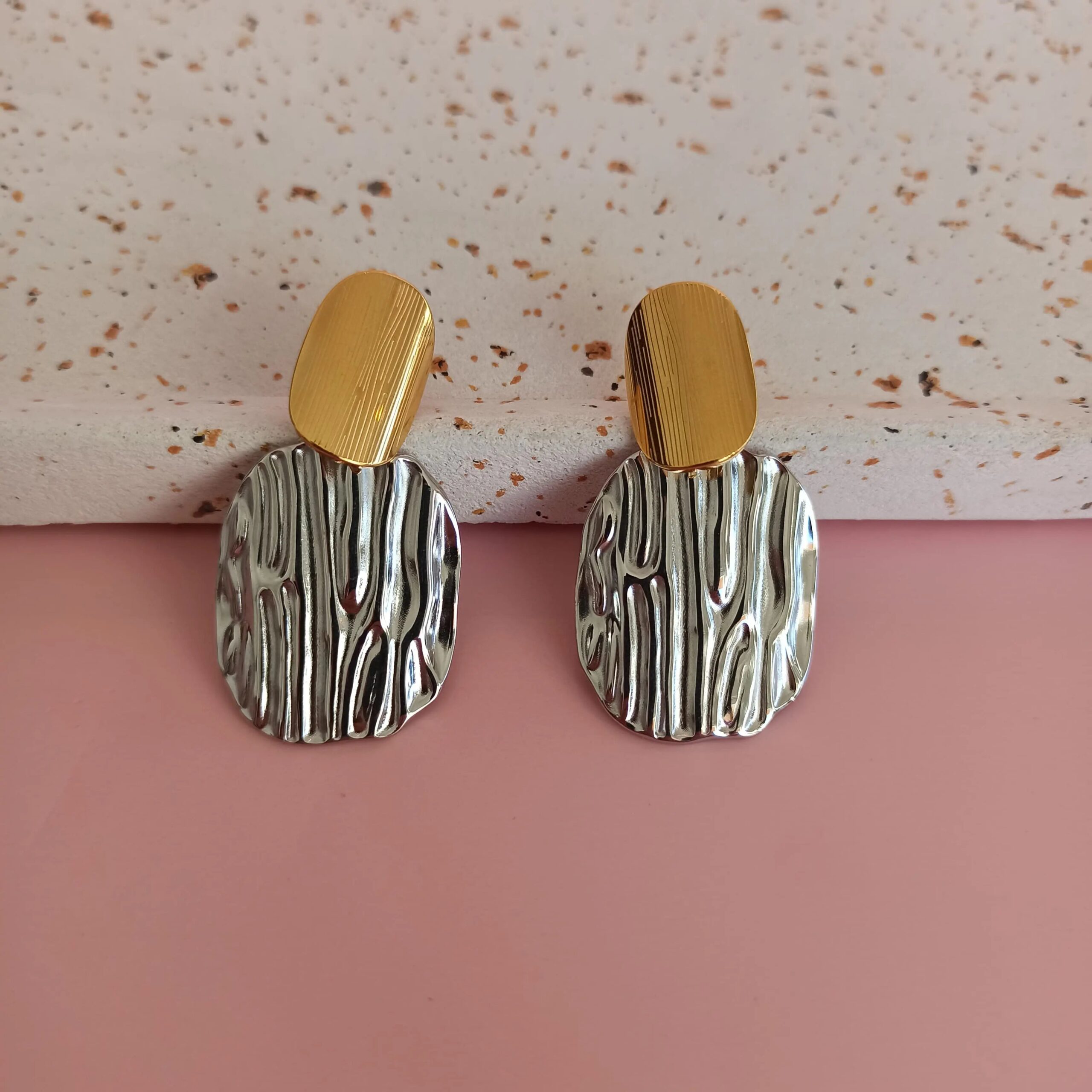 Boucles d'oreille en acier inoxydable Cassia doré argenté